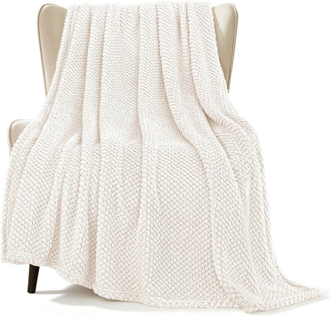 Extra Large Fuzzy Fleece Throw Blanket, 50x70 Inch Fluffy Warm Soft Jacquard Blankets for All Season, Lightweight and