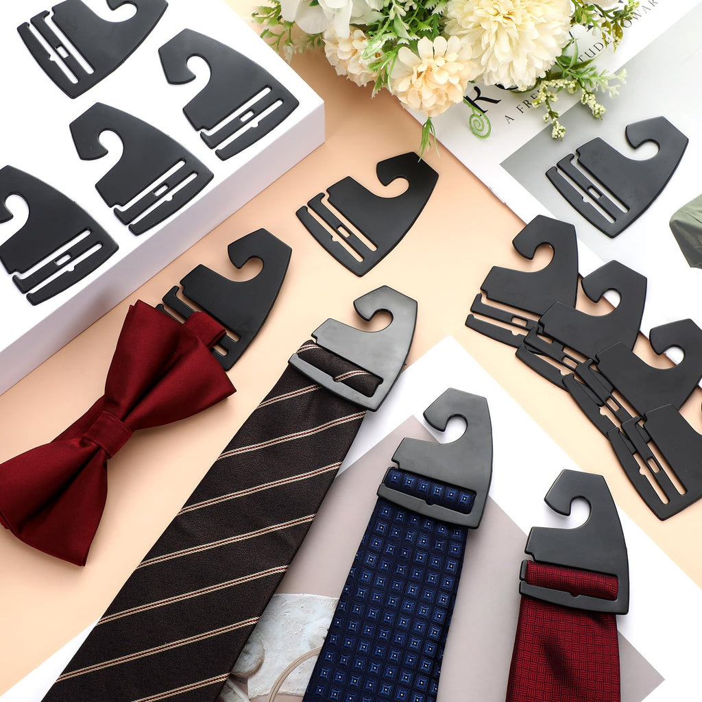 100 Pcs Tie Hangers, Plastic Neck Tie Holders for Display, Black Necktie Hook Hangers for Men Retail Closet, 2.8 x 2