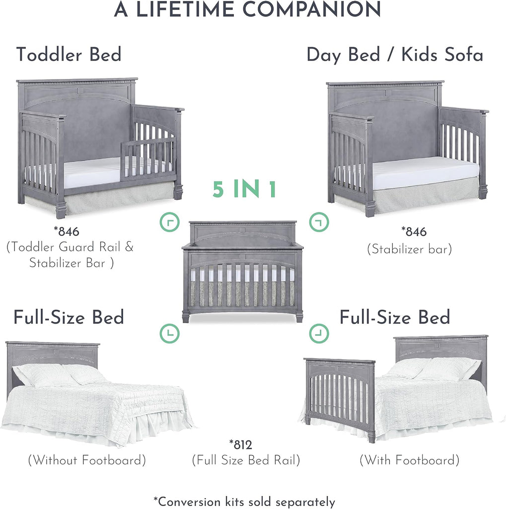Santa Fe 5-in-1 Convertible Crib, Storm Grey