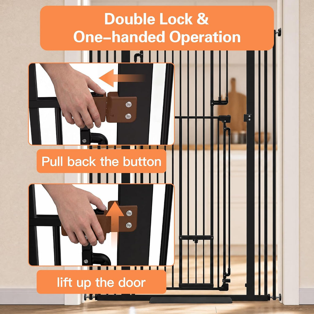 55" Extra Tall Cat Gate 31.5"-42.5" Wide Pet Gate Indoor Black