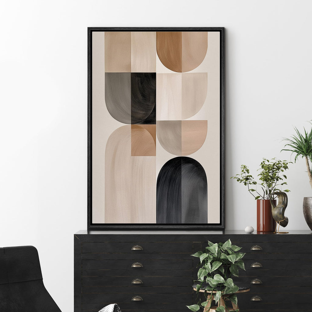 Framed Canvas Print Wall Art Neutral Geometric Arch