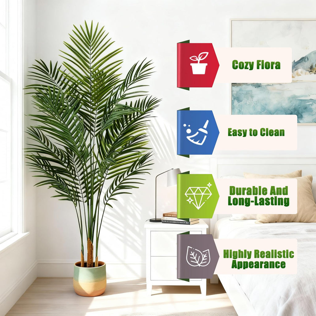 Artificial Palm Tree Indoor 5ft, Large Fake Tropical Areca Palm Tree with 13 Trunks, Faux Dypsis Lutescens Floor
