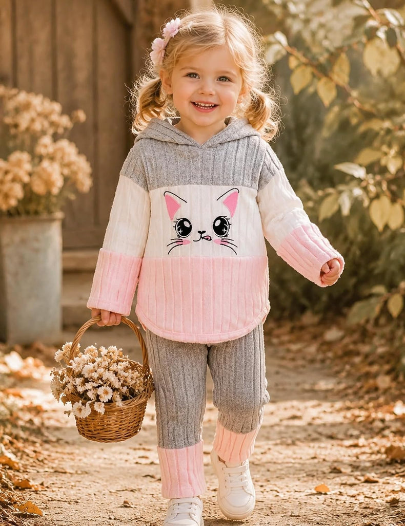 Toddler Baby Girl Clothes Fall Winter Outfits Long Sleeves Hoodie Top Sweatpants Set Sweatsuit 2Pcs