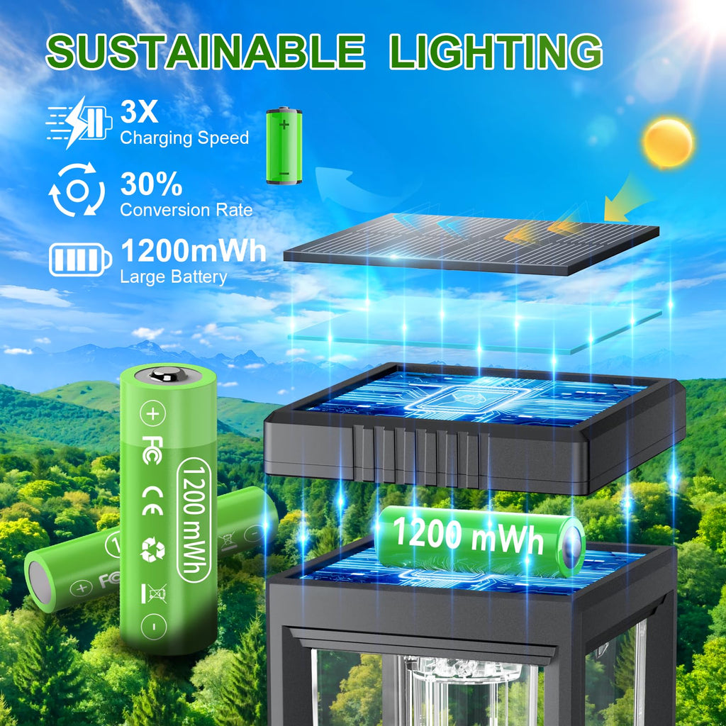 Tall Solar Lights Outdoor, 8 Pack Bright Pathway Lights Solar Powered