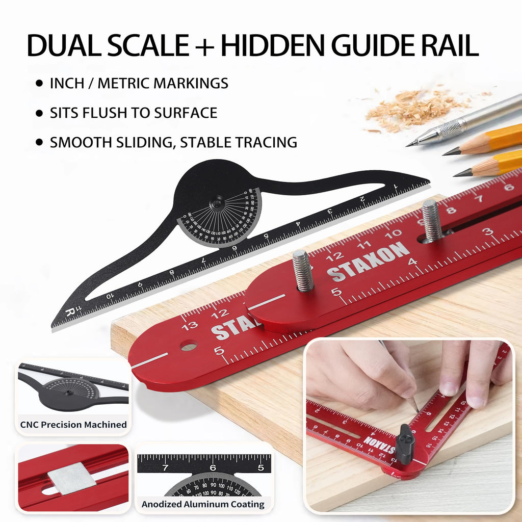 Stair Tread Template Tool - Stair Tread Gauge, Hidden Screw Slide Rail Stair Tools for Stair Measuring Tool Stair