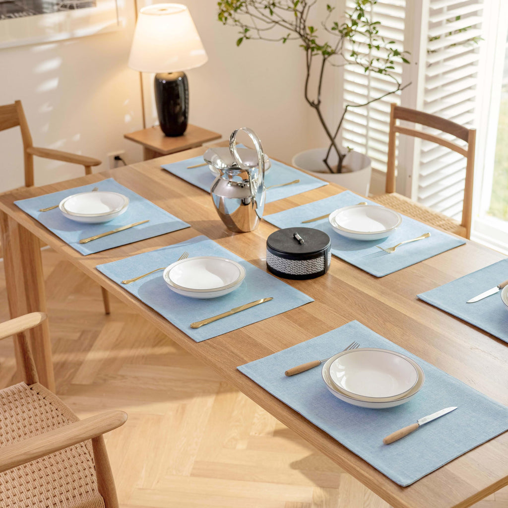Blue Placemats Set of 6 Heat Resistant Farmhouse Burlap Placemats Washable Cloth Place Mat Dining Table Plate Mats