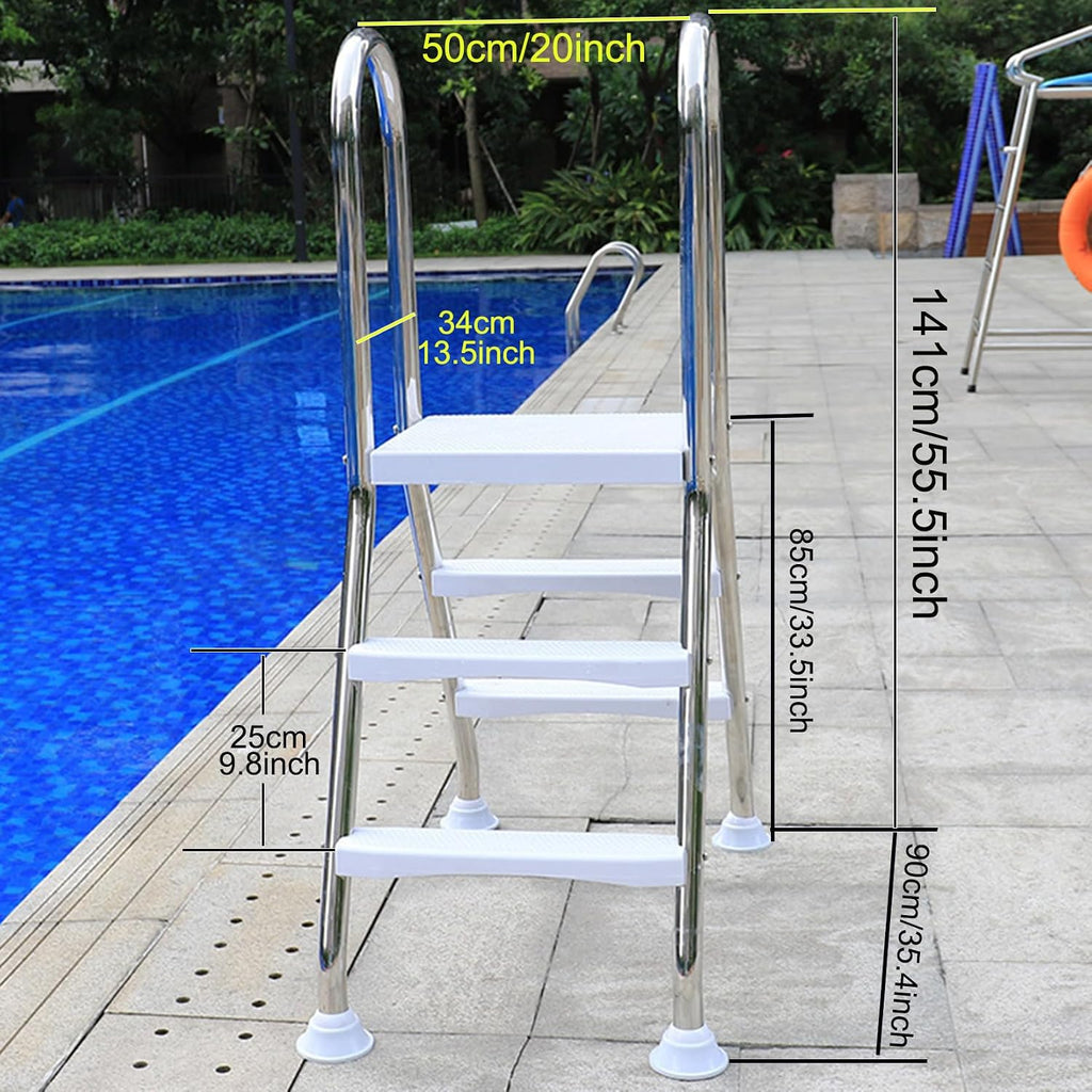Select A-Frame Heavy Duty 33", 43", 52" Above Ground Ladder, Swimming Pool Ladder, 2/3/4 Steps Ladder, 304 Stainless