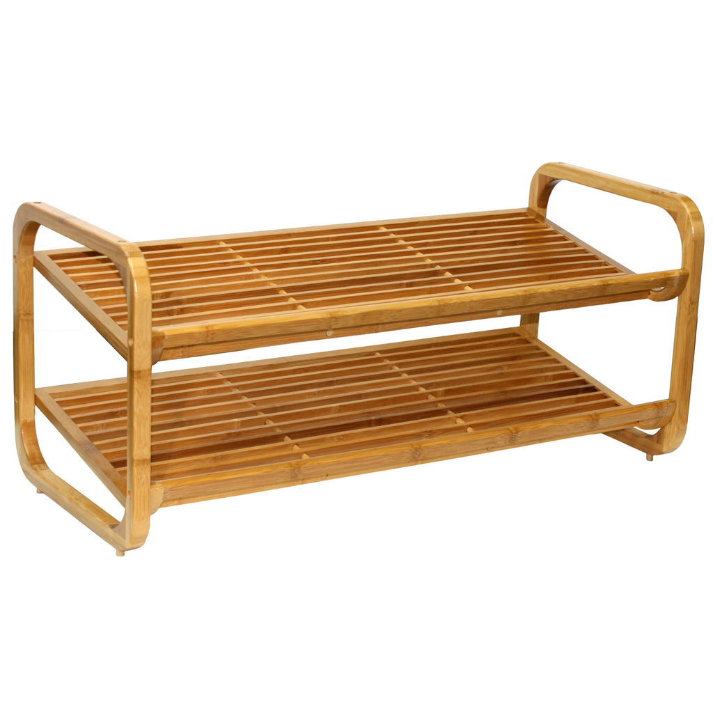 2-Tier Bamboo Shoe Rack, Natural