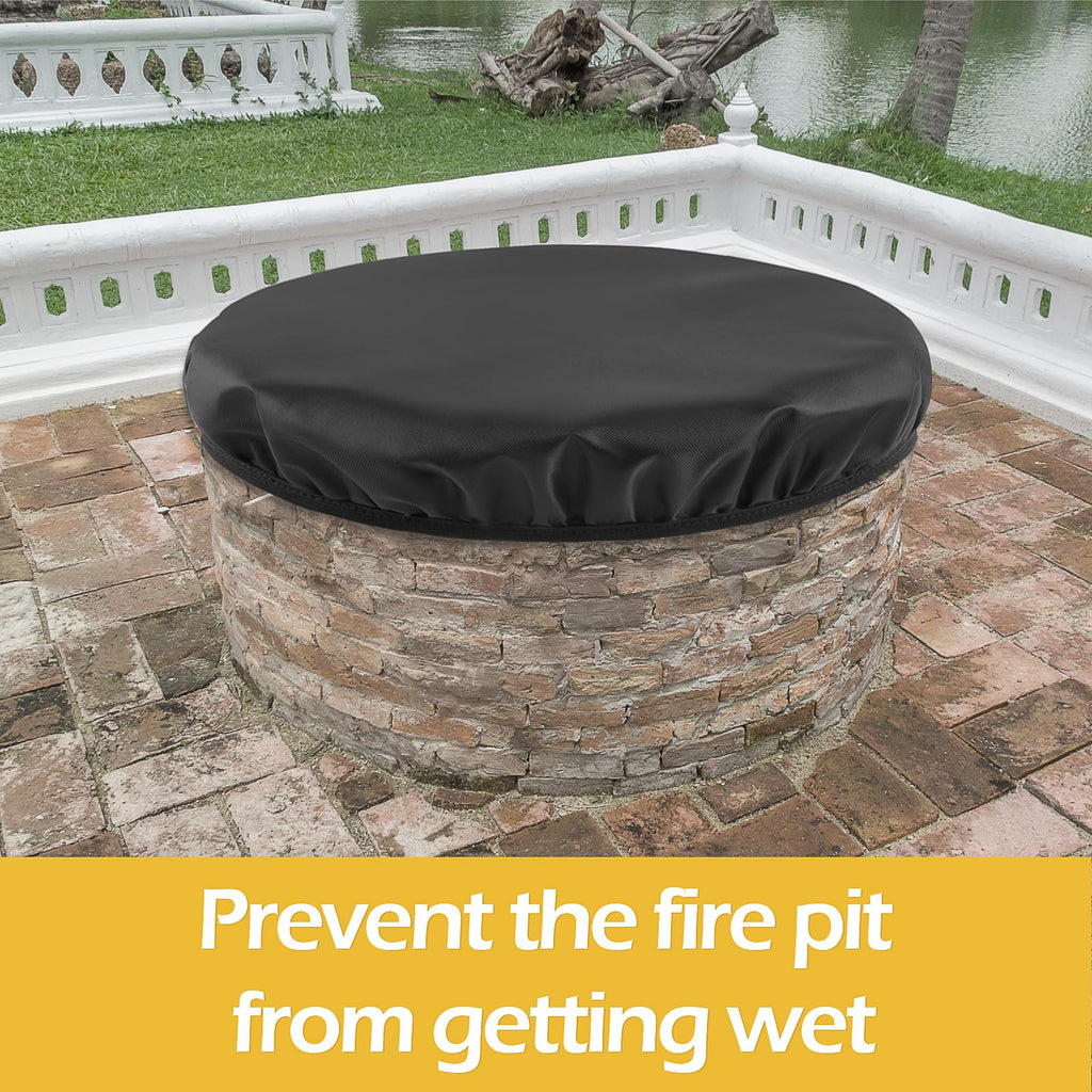 Round Fire Pit Cover for In-Ground Fire Pits 60-64in, 600D Waterproof