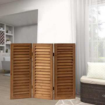 Short Privacy Screen, 2.6 Ft Shutters Folding Room Dividers 3 Panel