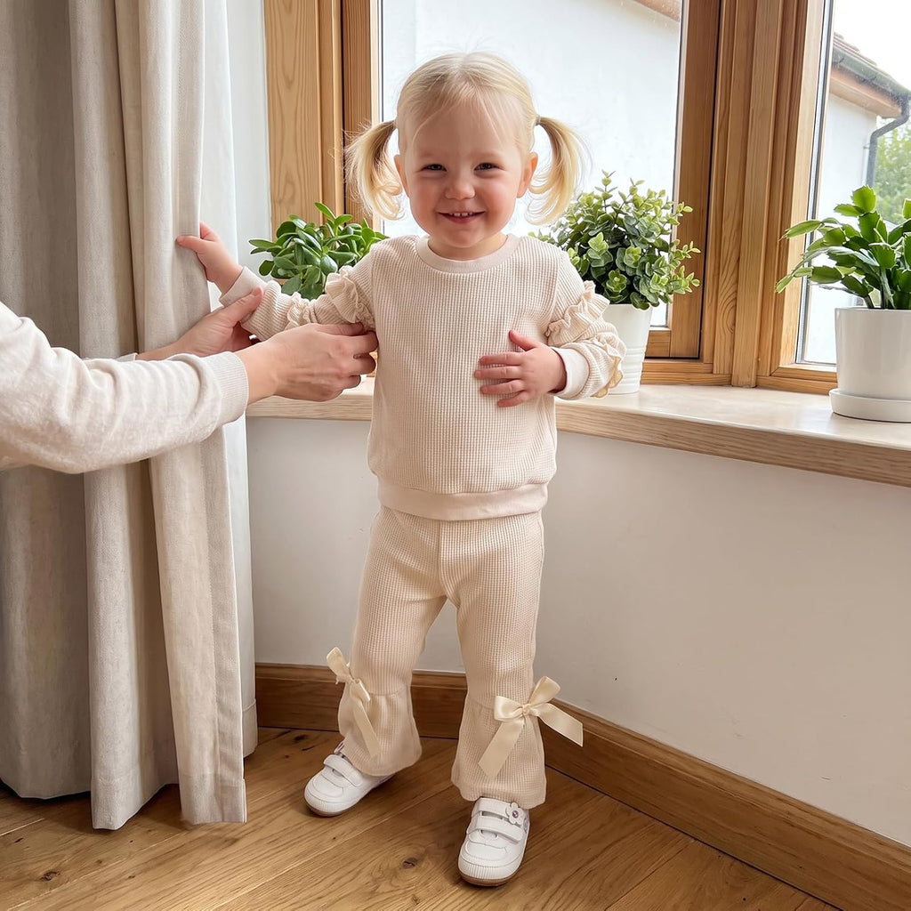 Toddler Girl Clothes Floral Sweatshirt Flare Pants Set