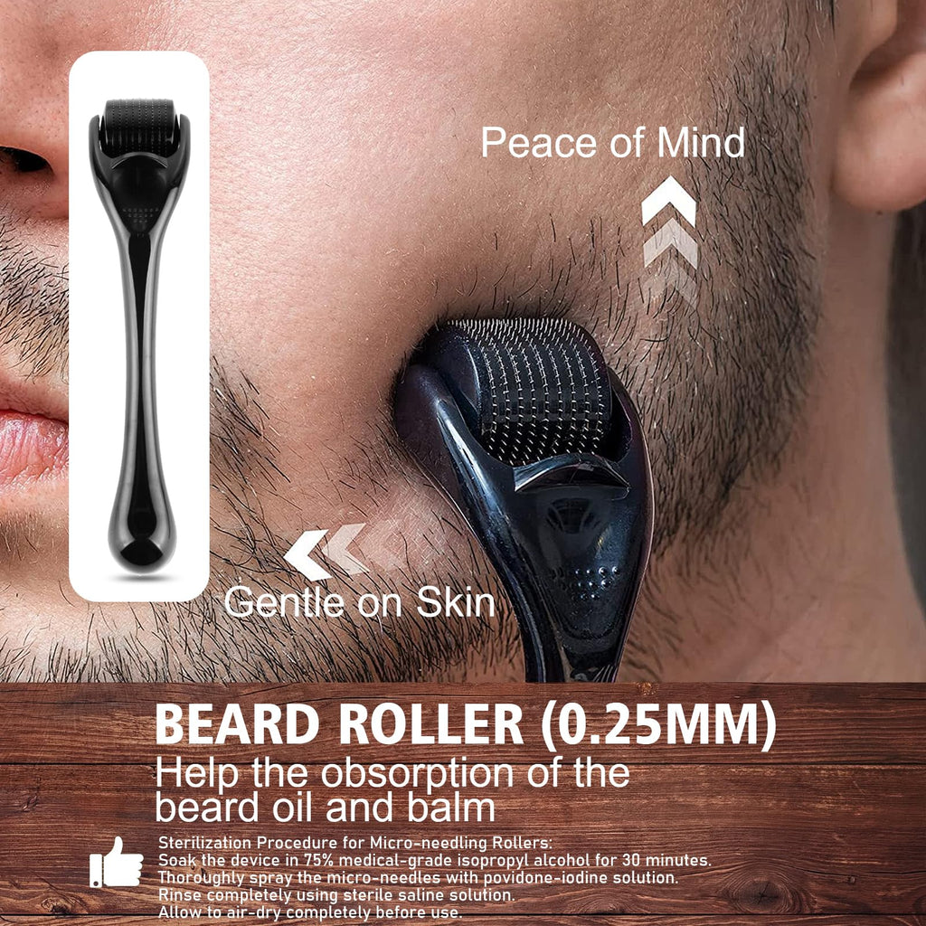 Beard Care Kit for Men - Premium Grooming & Care Set with Beard Wash, Oil, Balm, Brush, Massager Roller and Scissors
