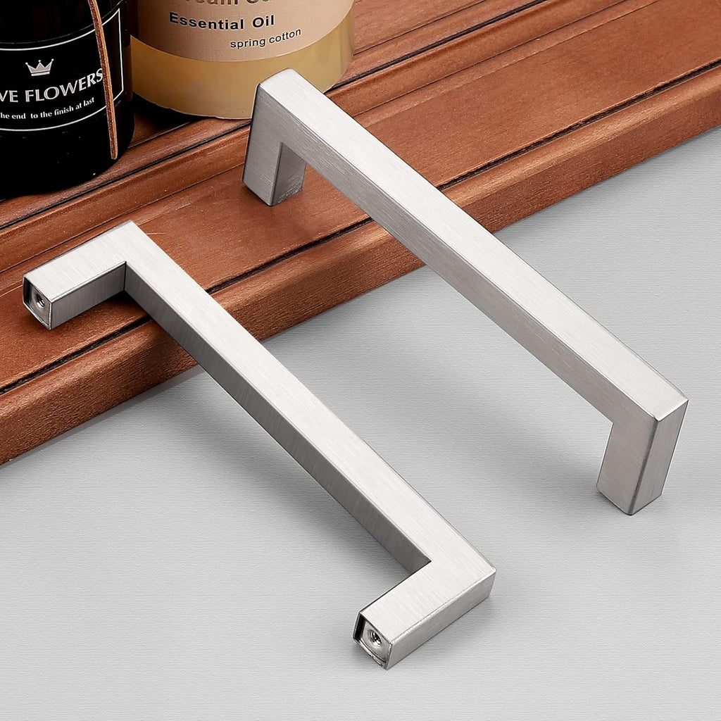30 Pack 5 Inch Kitchen Cabinet Handles Stainless Steel Drawer Dresser Pulls Cupboard Square Bar Pulls Brushed Nickel