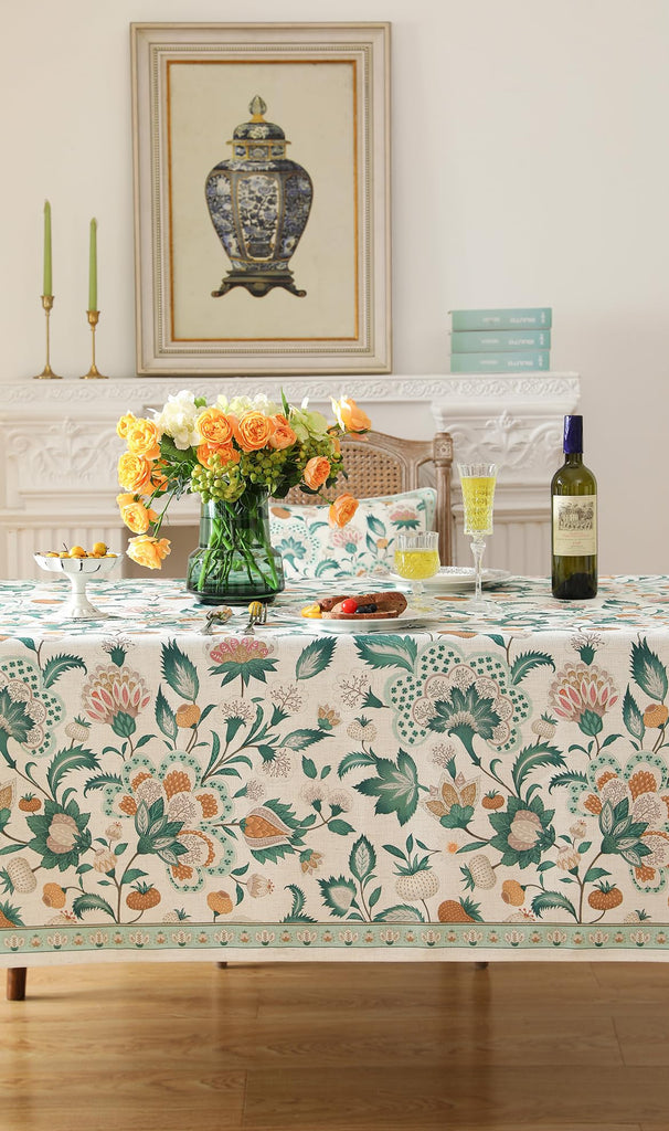 Designer Vintage French Tablecloth, Rectangular, 110"x63"