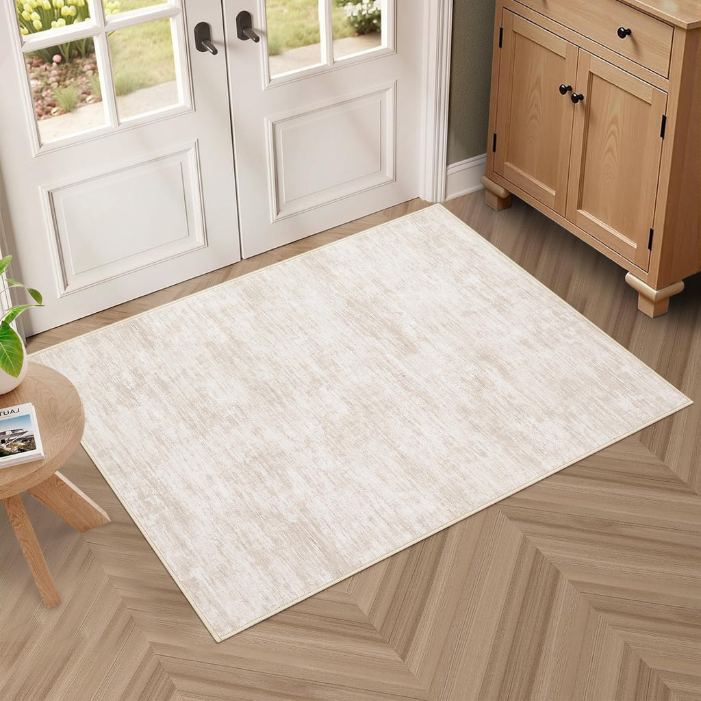 Small Area Rug 2x3 Entryway Mat with Rubber Backing Stain Resistant Throw Carpet Modern Solid Color Bath Mat