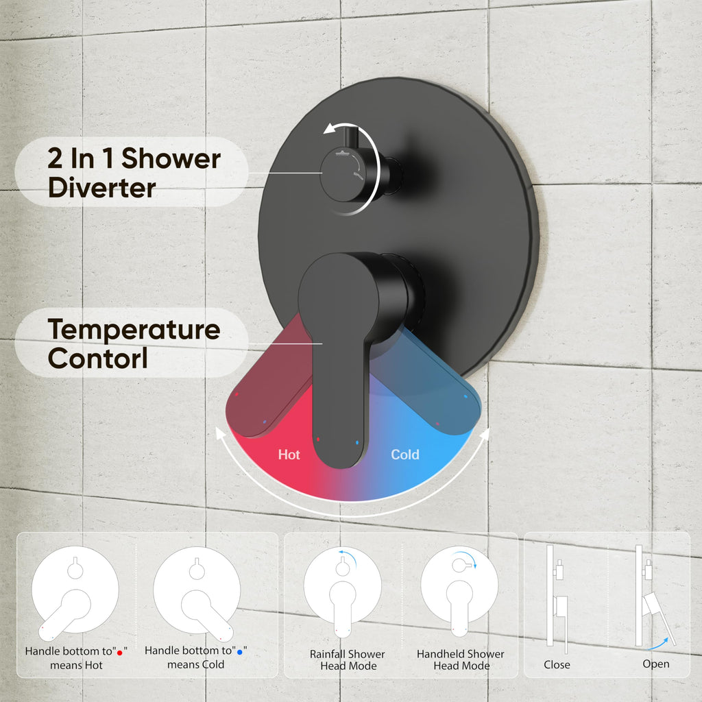 Shower System, 10" Shower Faucet Set with Handheld, Matte Black