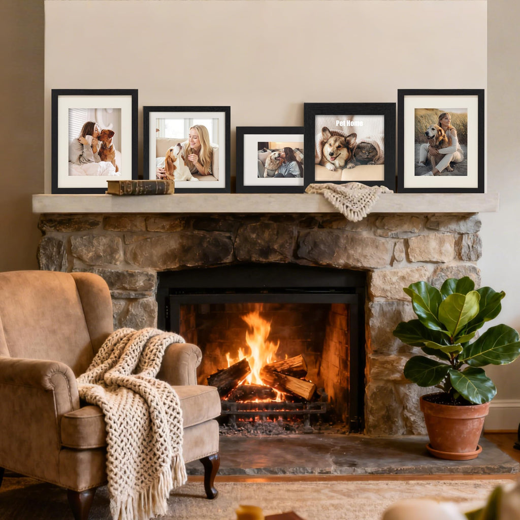 11x11 Picture Frames with 8x8 Mat Set of 2, Black