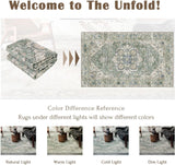 3x5 Washable Area Rug - Small Entryway Rug Non-Slip Sage Green Vintage Oriental Kitchen Rugs Low Pil