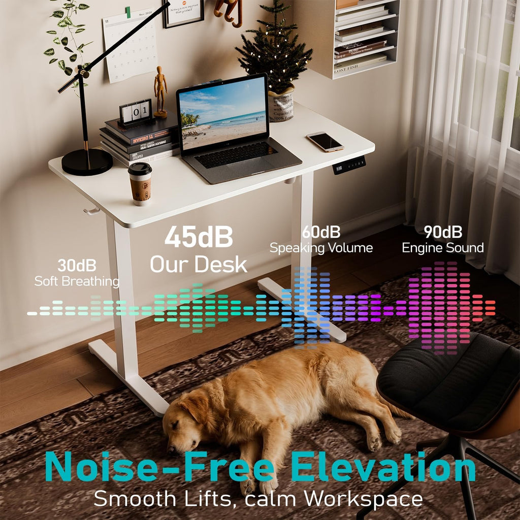 35" Electric Standing Desk, Small Sit Stand up Desk, White