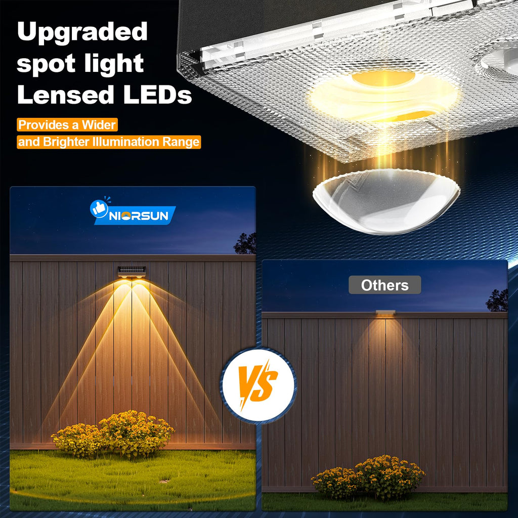 Solar Fence Lights, 12 Pack Deck Light, Led Lights Warm White Outdoor Wall Lights, IP45 Solar Powered Light Waterproof