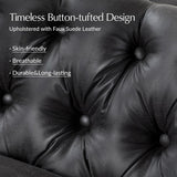 HOME 84" W Faux Leather Sofa Couch with Metal Legs, Button-Tufted 3-Seater Sofa