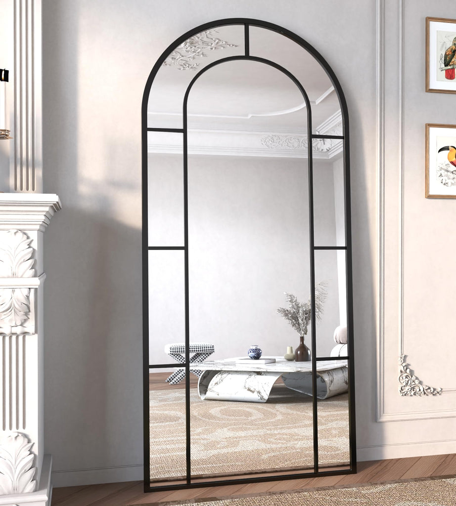 Full Length Mirror, 71"x32" Oversize Body Windowpane Mirror (Black)