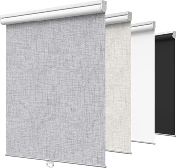 100% Blackout Roller Window Shades, Window Blinds Cordless with Thermal Insulated, UV Protection Fabric, Mini French