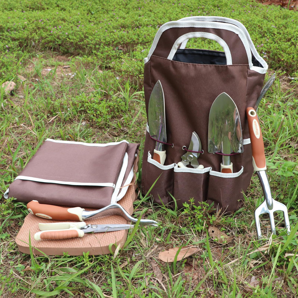 Brown Garden Tools Set 12-Piece, Gardening Gifts for Women Men