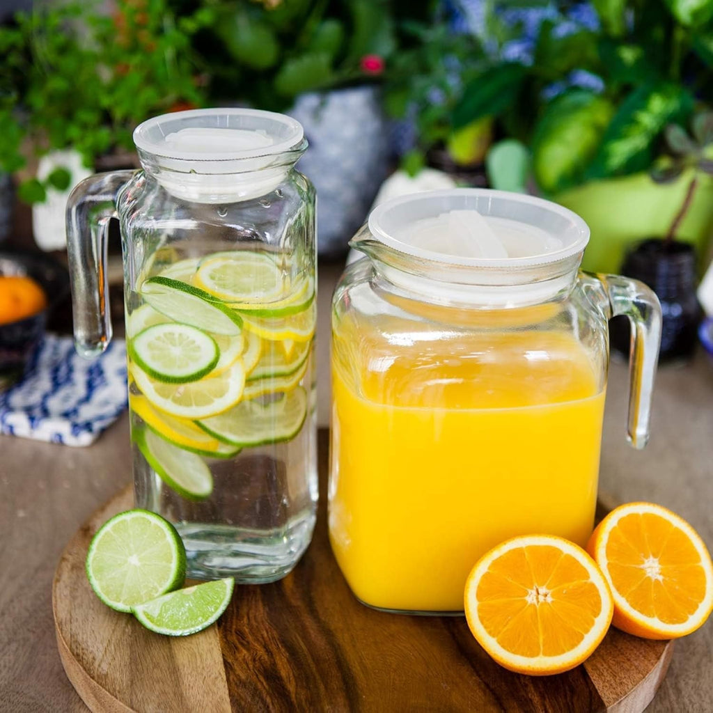Glass Frigoverre Jug With Airtight Lid 33.75oz : Clear Pitcher With Hermetic Sealing, Easy Pour Spout & Handle - For
