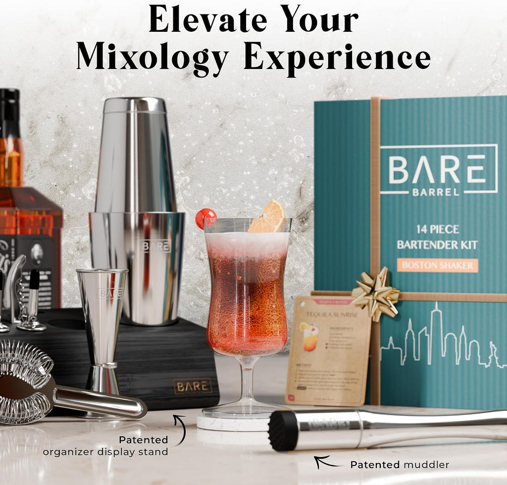 Mixology Bartender Kit Bar Set | 14-Piece Cocktail Shaker Set | Martini Barware Mixing Tools Bartending | Incl. 35 - Set of 14