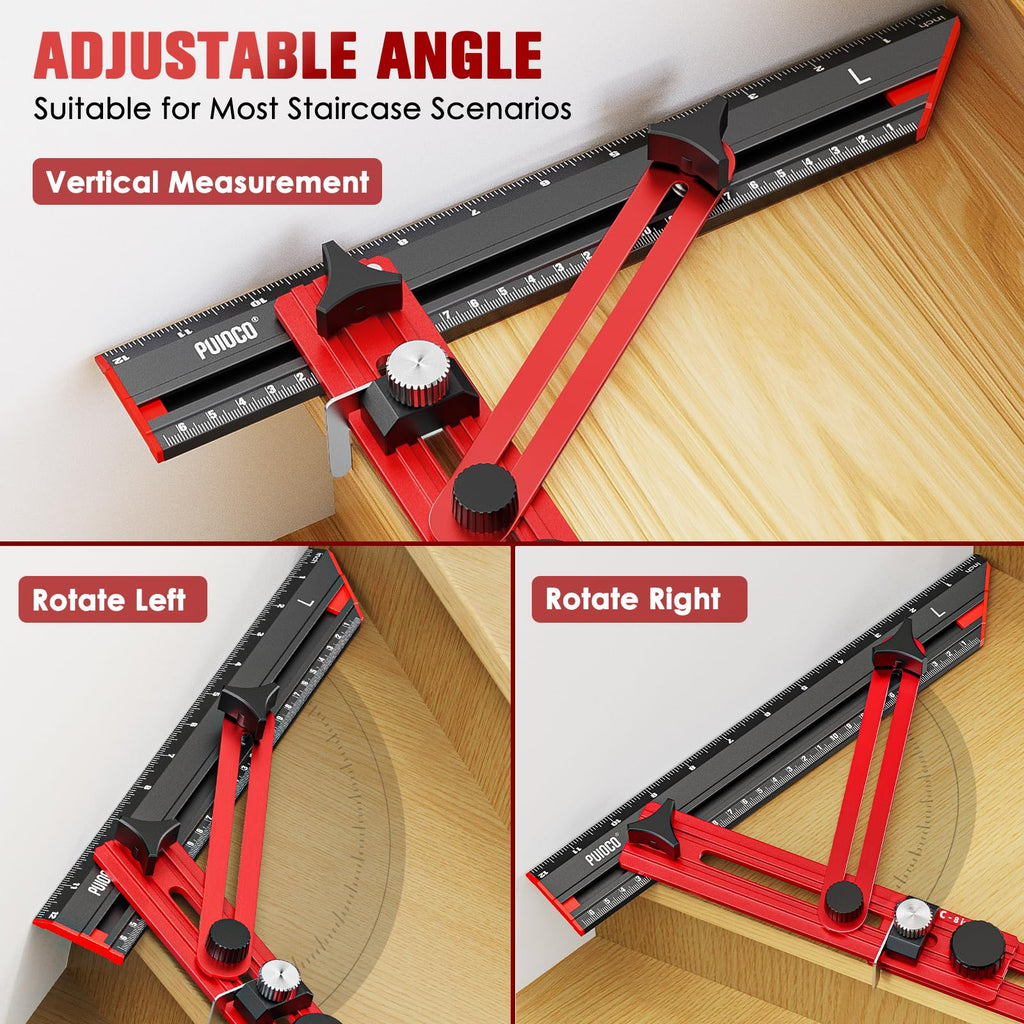 Stair Tread Template Tool with Triangular Brace and Edge Flip Stops
