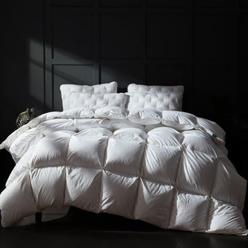 Luxury Goose Down Comforter King Size, Ultra-Soft Fluffy Duvet Insert for All Season, Cotton Blended Cover