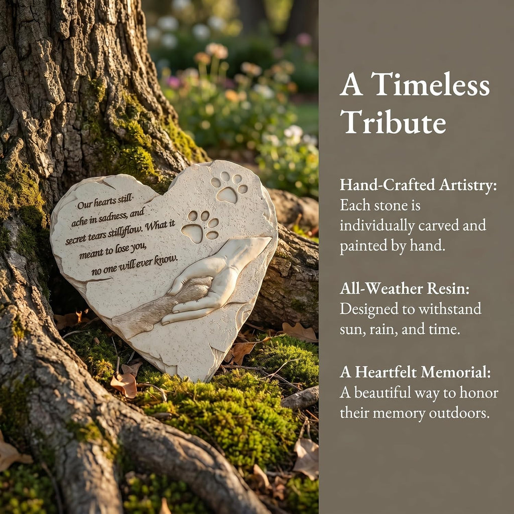 Dog Pet Memorial Stones, Heart-Shaped Loss of Pet Dog Grave Stone Headstones Memorial Gifts Remembrance Gifts