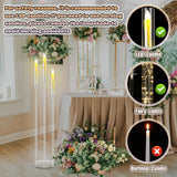 6 Set Acrylic Candelabra Centerpieces 3 Arms with 18 LED Candles 42.5'' Floor Tall Candle Holders with Acrylic Shade