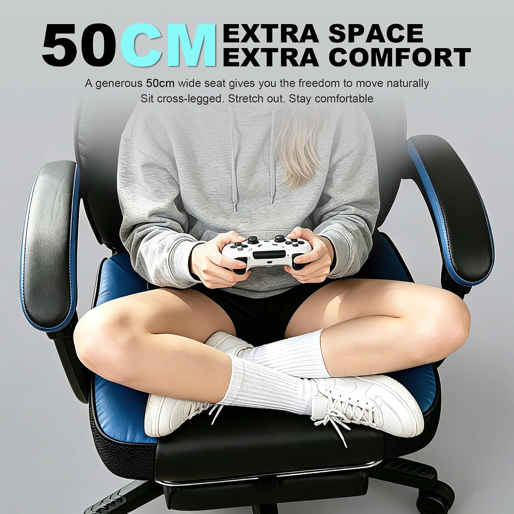Ergonomic Big and Tall Gaming Chair 400lbs Heavy Duty Computer Office Desk Chair with Footrest, Comfortable Pocket