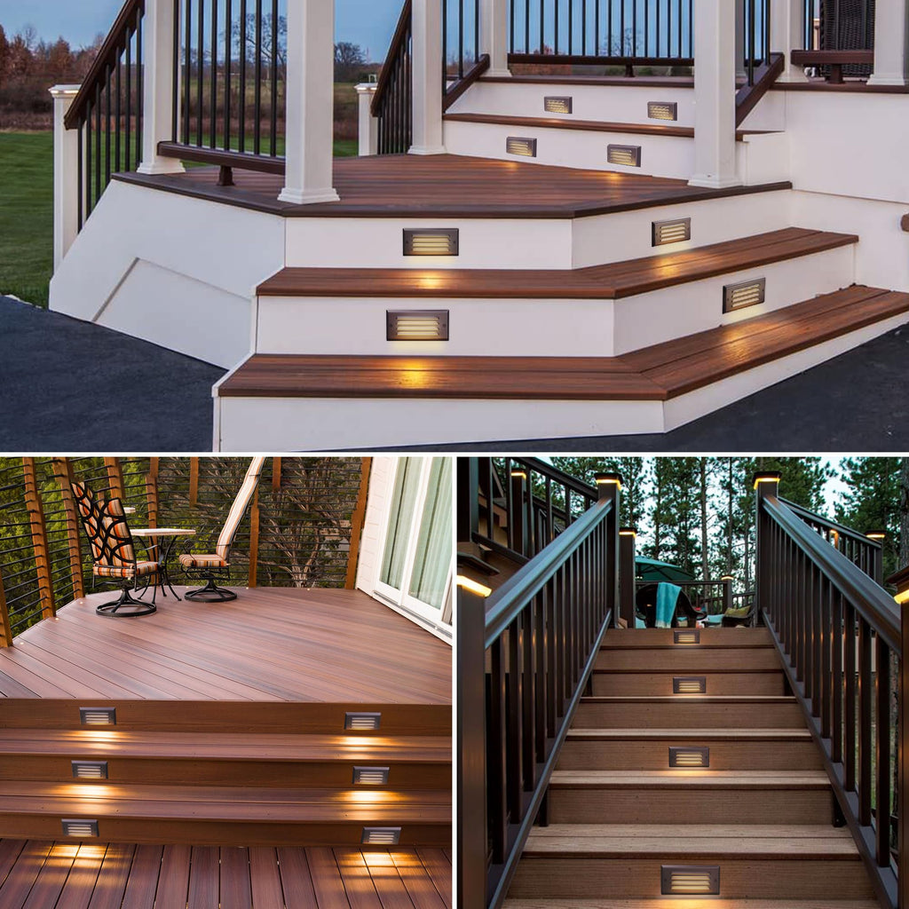 5W Low Voltage Step Lights 6 Inch Outdoor Aluminum Brown, 12-Pack