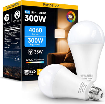 300W Equivalent Super Bright A23 LED Light Bulbs, Warm White 3000K