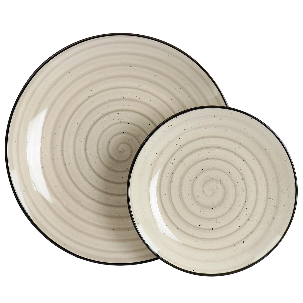 Gia 24 Piece Stoneware Dinnerware Set (Cream)