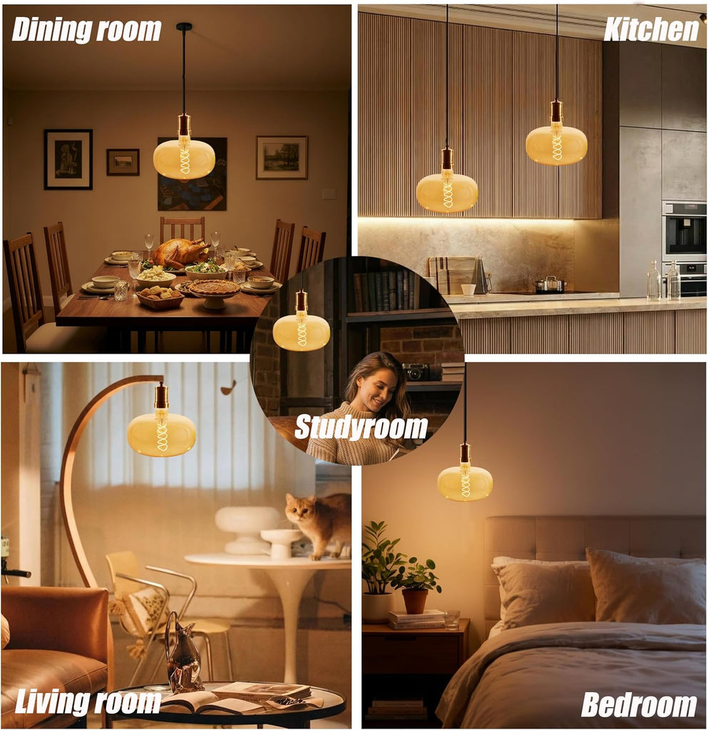 Large LED Edison Light Bulb 6W 600LM E26 Dimmable 2200k, 1 PC
