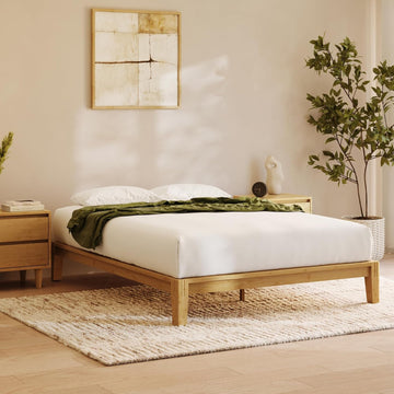 Bamboo Platform Bed Frame - Full - Natural - Floating Center Support Legs - 12" Height - Easy Tool Free Set Up