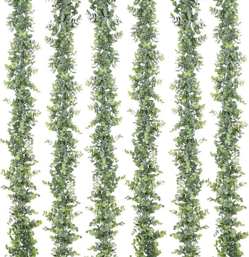 Artificial Eucalyptus Garland, Fake Eucalyptus Greenery Garland Wedding Backdrop Arch Wall Decor, 6 - Set of 6
