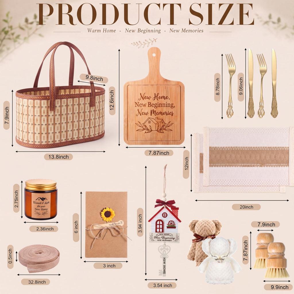 17 Pieces Housewarming Gifts Basket for New Home - Closing Gifts for Women Men Couple Welcome Moving in New House