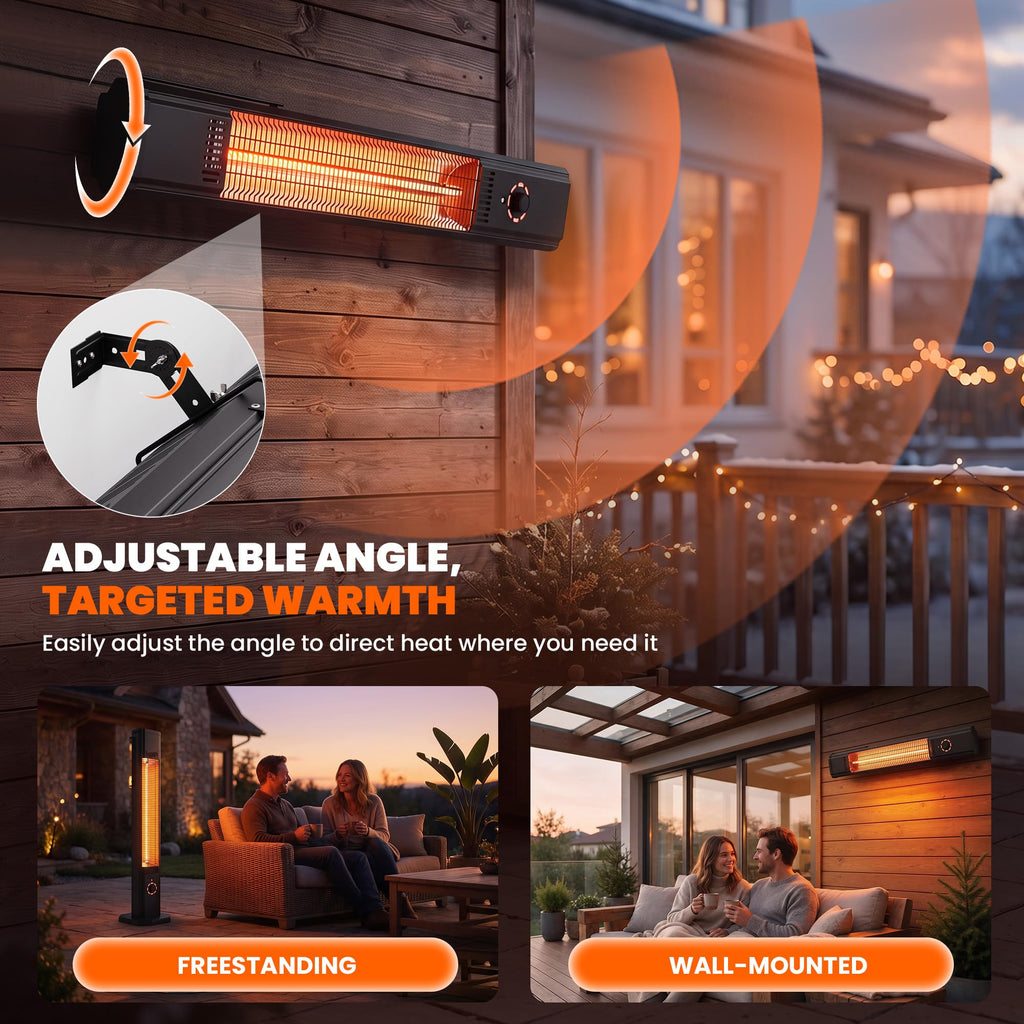 Outdoor Electric Infrared Patio Heater, 1500W, Wall-Mounted & Freestanding