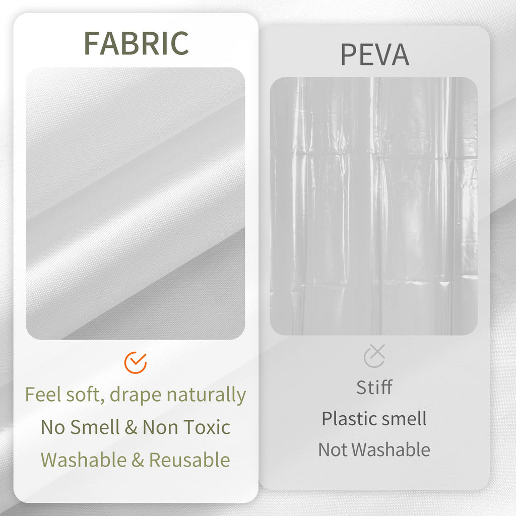 72x96 Extra Long Waterproof Fabric Shower Curtain Liner White