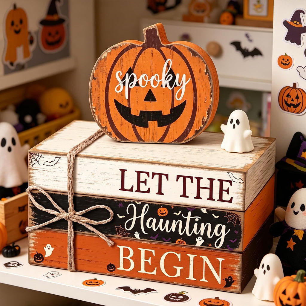 Halloween Pumpkin Decor Indoor, Halloween Table Decorations - Set of 4