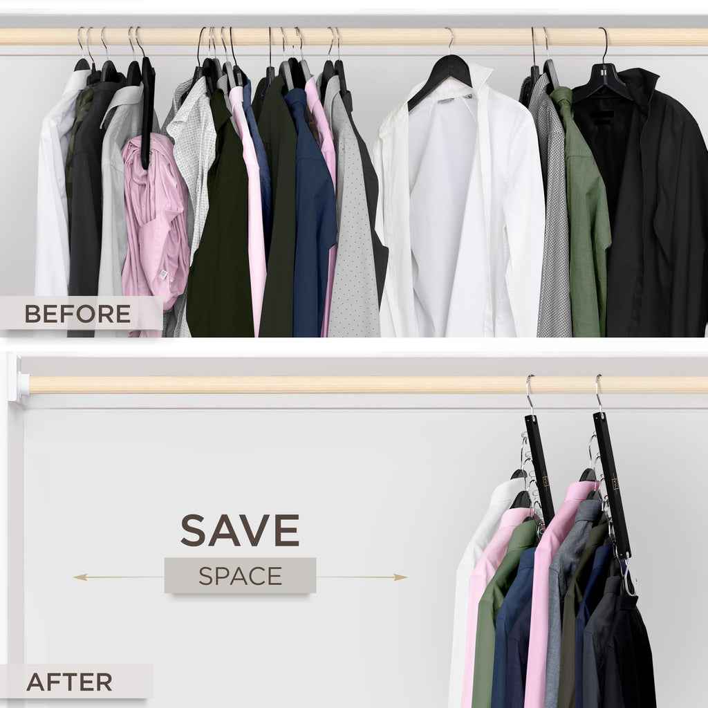 Space Saving Hangers for Closet - 4 Pack European Beechwood