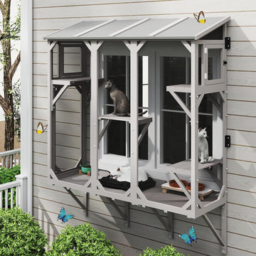 Cat Catio Expandable Window Box Enclosure for Multiple Cats