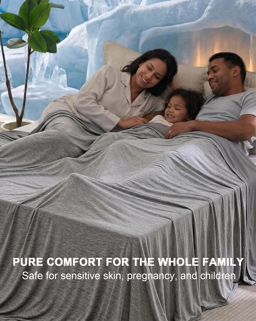 Cooling Blanket King Size Double-sided, Absorbs Heat to Keep You Cool, Grey | Breathable, Thin, Lightweight, 108"x90"