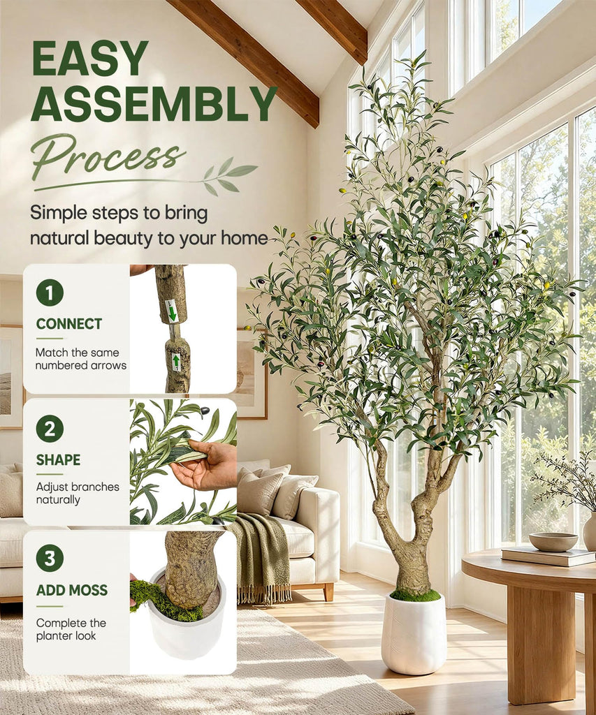 7ft Artificial Olive Tree: Large Lifelike Plant