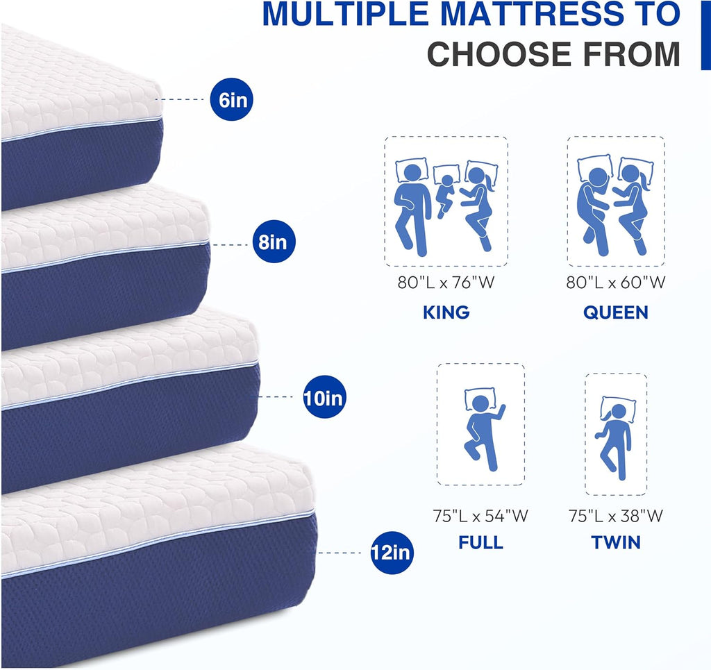 12 Inch Queen Size Mattress, Firm Gel Memory Foam Queen Mattress in a Box, Firm Back Support for Pressure Relief &